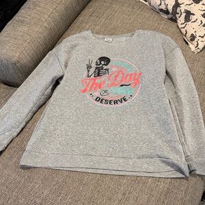 Gray women’s Shirt with Skeleton Graphic